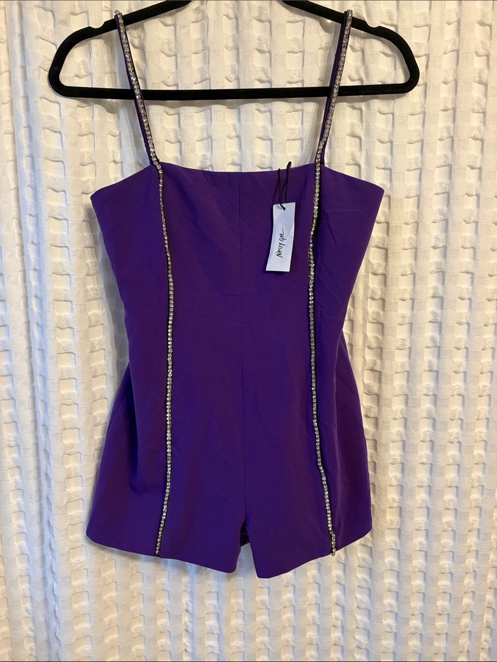 Nasty Gal Purple Rhinestone-Trim Strapless Romper